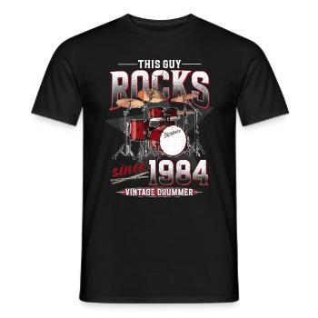1984 Vintage Drum Drummer Anniversaire - T-shirt homme - noir - Devant - AI Model Male 178 light (178cm)