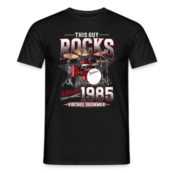 1985 Vintage Drum Drummer Anniversaire - T-shirt homme - noir - Devant - AI Model Male 178 light (178cm)
