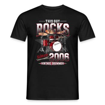2006 Vintage Drums Drummer Anniversaire - T-shirt homme - noir - Devant - AI Model Male 178 light (178cm)