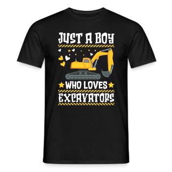 Just a Boy who loves Excavator Bagger - Männer T-Shirt - Schwarz - Vorne - AI Model Male 178 light (178cm)