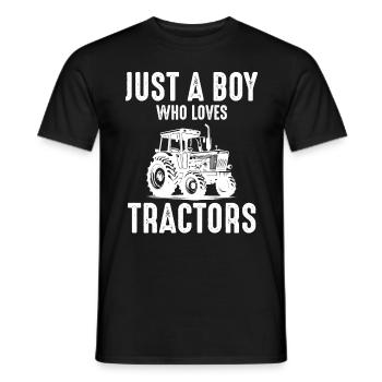 Just a Boy Who Loves Tractors funny Tractor Saying - Men's T-Shirt - black - Front - AI Model Male 178 light (178cm)
