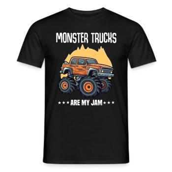 Monster Trucks Are My Jam funny Truck Cars Quotes - Men's T-Shirt - black - Front - AI Model Male 178 light (178cm)
