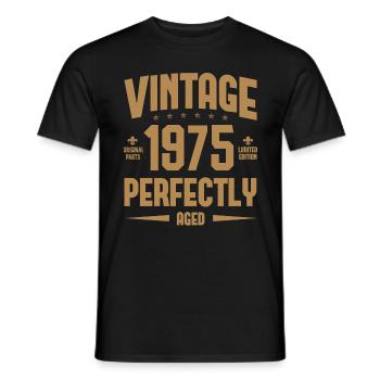 Vintage born in 1975 Birthday 50 Years 50 Jahre - Men's T-Shirt - black - Front - AI Model Male 178 light (178cm)