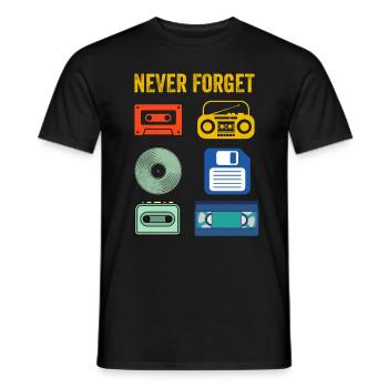 Never Forget Retro electronic devices Vintage - Männer T-Shirt - Schwarz - Vorne - AI Model Male 178 light (178cm)