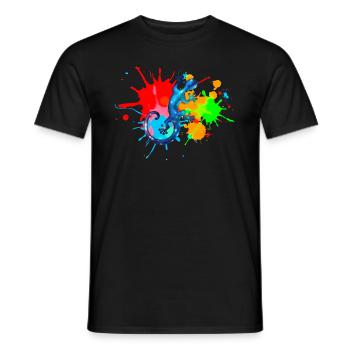 Space Gecko, Farbe, Bunt, Spritzer, surfen, Farben - Männer T-Shirt - Schwarz - Vorne - AI Model Male 178 light (178cm)
