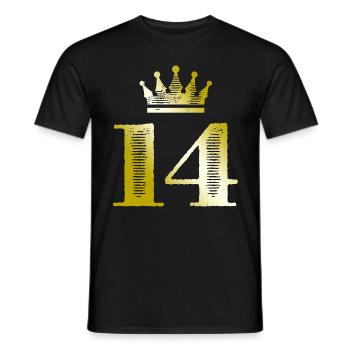 14 Zahl Krone Gold - Männer T-Shirt - Schwarz - Vorne - AI Model Male 178 light (178cm)