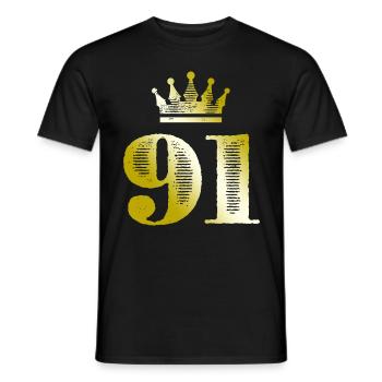 91 Number Crown Gold - Men's T-Shirt - black - Front - AI Model Male 178 light (178cm)
