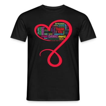 MERCI, MERCI, GRAZIE, personnalisable - T-shirt homme - noir - Devant - AI Model Male 178 light (178cm)