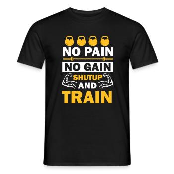 Pas de douleur Pas de gain Arrêt et train - T-shirt homme - noir - Devant - AI Model Male 178 light (178cm)