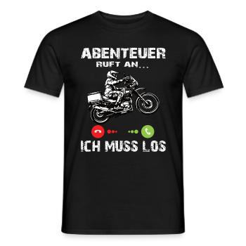 Abenteuer ruft an Motorrad - Männer T-Shirt - Schwarz - Vorne - AI Model Male 178 light (178cm)