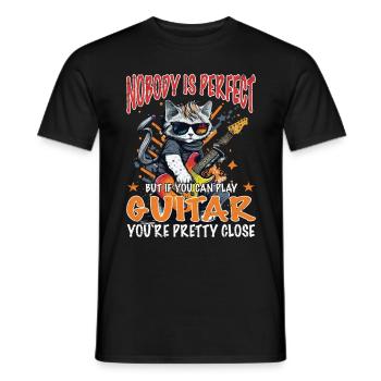 Guitar Cat - Nobody Is Perfect - Guitarist - Men's T-Shirt - black - Front - AI Model Male 178 light (178cm)