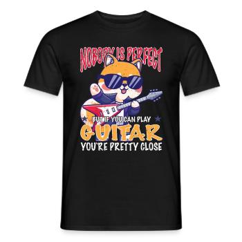 Cat Guitar Guitarist - Nobody is Perfect - Men's T-Shirt - black - Front - AI Model Male 178 light (178cm)