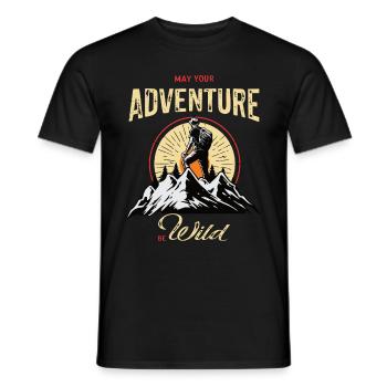 möge Dein Abenteuer wild werden - Wandern Berge - Männer T-Shirt - Schwarz - Vorne - AI Model Male 178 light (178cm)