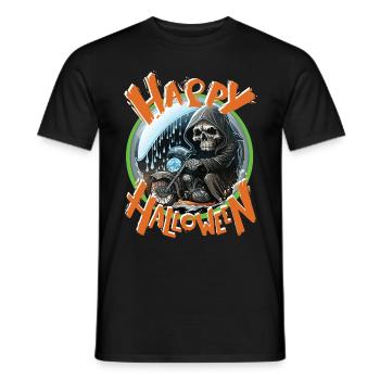 Happy Halloween Biker - Zombie - Grim Reaper - Men's T-Shirt - black - Front - AI Model Male 178 light (178cm)