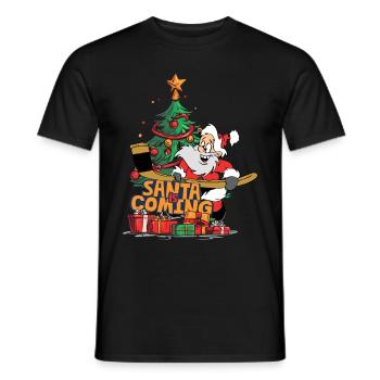 Noël Père Noël Nicholas Hockey Hockey sur glace - T-shirt homme - noir - Devant - AI Model Male 178 light (178cm)