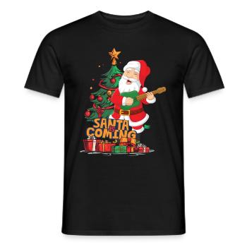 Weihnachten Santa Claus Nikolaus Gitarre - Männer T-Shirt - Schwarz - Vorne - AI Model Male 178 light (178cm)