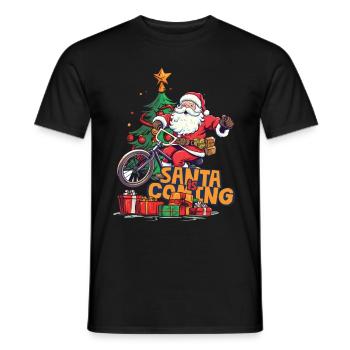 Christmas Santa Claus St. Nicholas Bicycle - Men's T-Shirt - black - Front - AI Model Male 178 light (178cm)