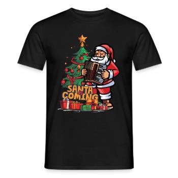 Noël Père Noël Saint-Nicolas accordéon - T-shirt homme - noir - Devant - AI Model Male 178 light (178cm)
