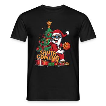 Noël Père Noël Saint-Nicolas Basketball - T-shirt homme - noir - Devant - AI Model Male 178 light (178cm)