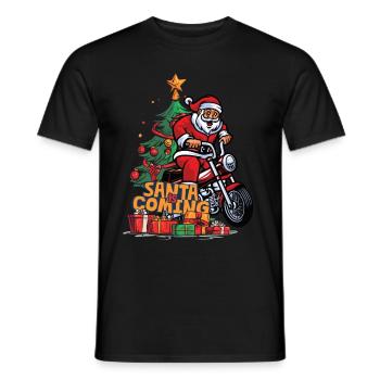 Weihnachten Santa Claus Nikolaus Motorrad - Männer T-Shirt - Schwarz - Vorne - AI Model Male 178 light (178cm)