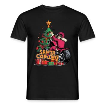 Weihnachten Santa Claus Nikolaus Motorrad - Männer T-Shirt - Schwarz - Vorne - AI Model Male 178 light (178cm)