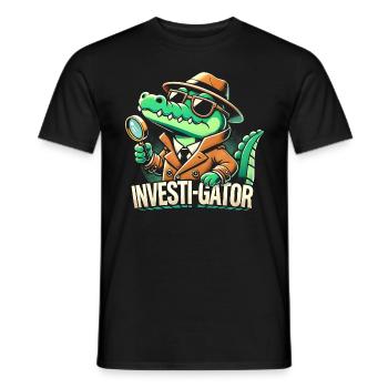 Investi-Gator - Drôle d’alligator détective design - T-shirt homme - noir - Devant - AI Model Male 178 light (178cm)