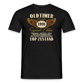 Oldtimer Jahrgang 1991 31. Geburtstag Geschenk Fun - Männer T-Shirt - Schwarz - Vorne - AI Model Male 178 light (178cm)