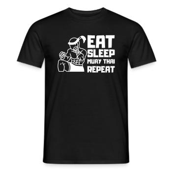 Manger, dormir, Muay Thai, répéter - T-shirt homme - noir - Devant - AI Model Male 178 light (178cm)