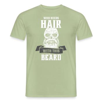 who needs hair with this beard - Men's T-Shirt - sage - Front - AI Model Male 178 light (178cm)