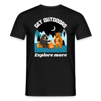 Gehen Sie nach draußen, entdecken Sie mehr - Männer T-Shirt - Schwarz - Vorne - AI Model Male 178 light (178cm)