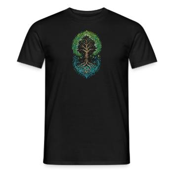 Ornate Tree of Life Growth - Men's T-Shirt - black - Front - AI Model Male 178 light (178cm)