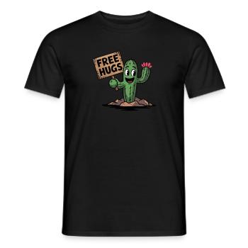 Kostenlose Umarmungen Kaktus-Zeichen - Männer T-Shirt - Schwarz - Vorne - AI Model Male 178 light (178cm)