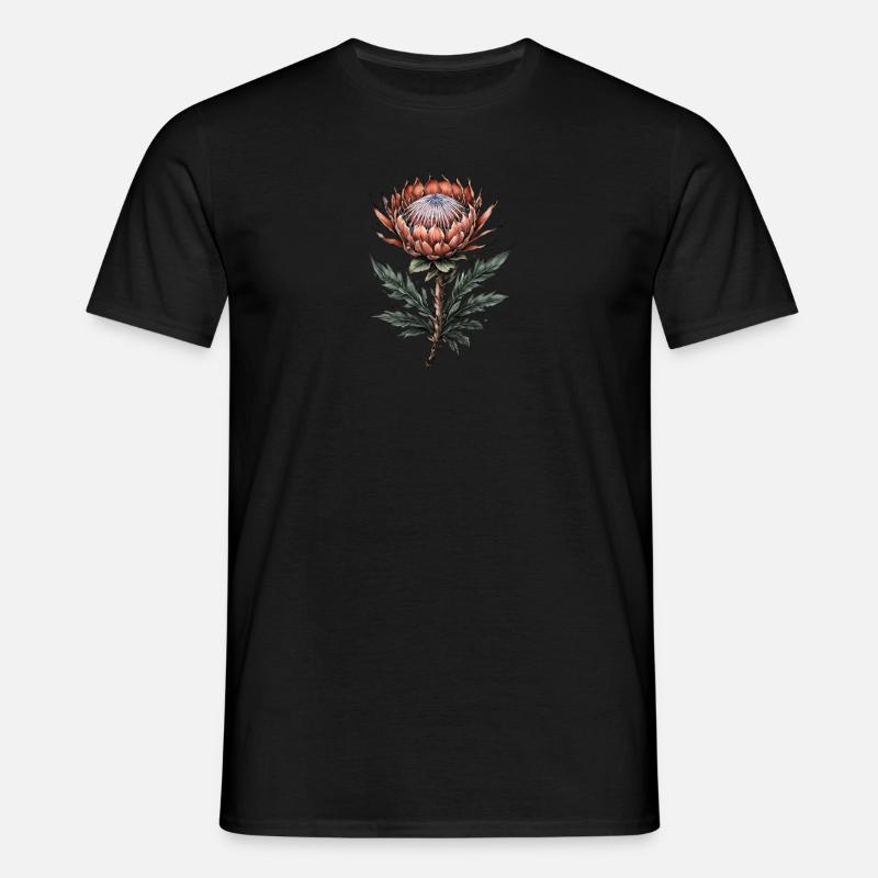 Protea Bloom Elegance - Männer T-Shirt - Schwarz