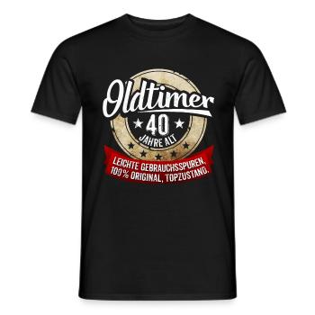 Oldtimer 40 Jahre alt - Männer T-Shirt - Schwarz - Vorne - AI Model Male 178 light (178cm)
