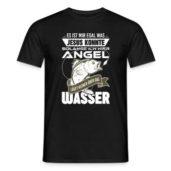 Angler fishing Angel joke - Men's T-Shirt - black - Front - AI Model Male 178 light (178cm)