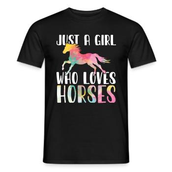 Just A Girl Who Loves Horses Horse Riding Spurch - Men's T-Shirt - black - Front - AI Model Male 178 light (178cm)
