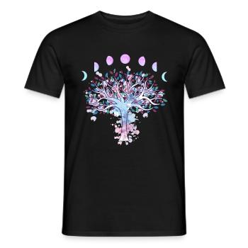 Les phases de lune Retro 60's 70's Arbre de vie vibe - T-shirt homme - noir - Devant - AI Model Male 178 light (178cm)