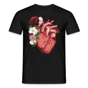 Anatomical Heart Flowers Love Women Men - Men's T-Shirt - black - Front - AI Model Male 178 light (178cm)