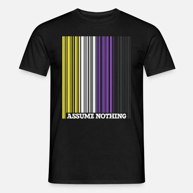 Nonbinary Flag Barcode Enby Genderqueer LGBT - Männer T-Shirt - Schwarz
