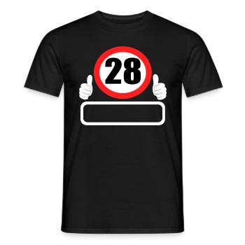 28 Birthday Traffic sign 28 years Your name - Men's T-Shirt - black - Front - AI Model Male 178 light (178cm)