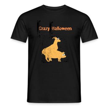 Halloween crazy verrückt creepy ziege schwein - Männer T-Shirt - Schwarz - Vorne - AI Model Male 178 light (178cm)