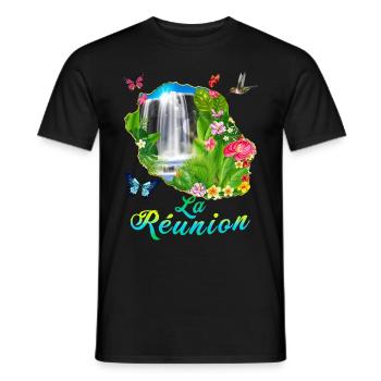 La réunion Paradis Sur Terre Cadeau - T-shirt homme - noir - Devant - AI Model Male 178 light (178cm)