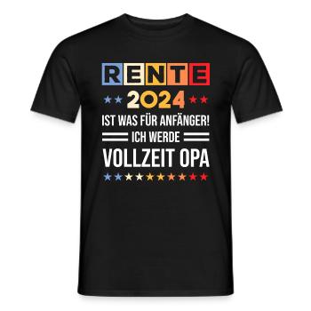 Rente 2024 Vollzeit Opa Ruhestand Pension Lustig - Männer T-Shirt - Schwarz - Vorne - AI Model Male 178 light (178cm)
