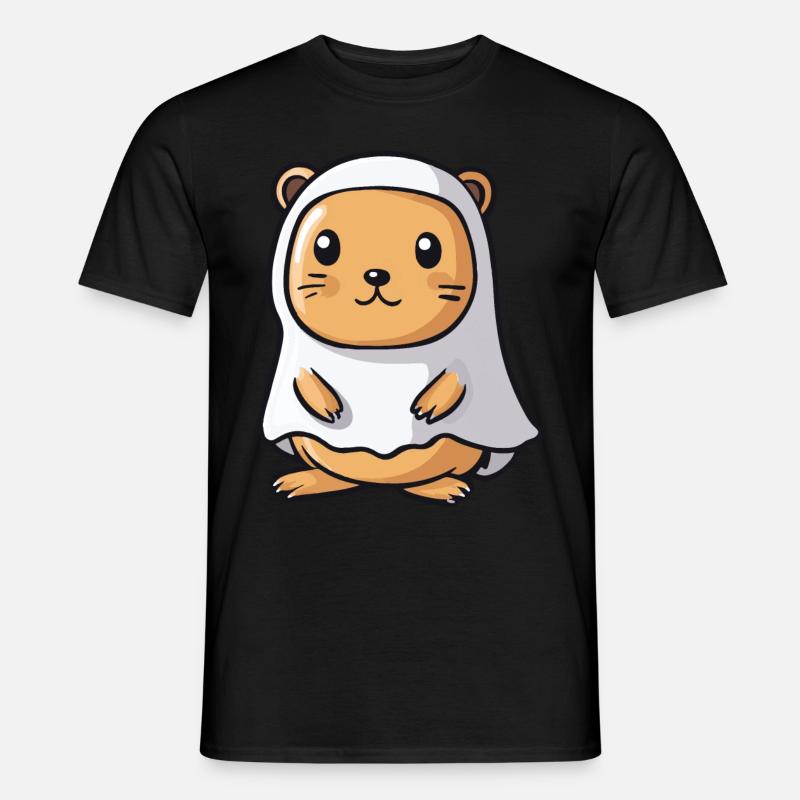 Beaver Halloween Comic Ghost - Men’s T-shirt - black