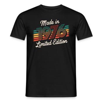 Fabriqué en 1976 Edition Limitée - 49ème Anniversaire - T-shirt homme - noir - Devant - AI Model Male 178 light (178cm)