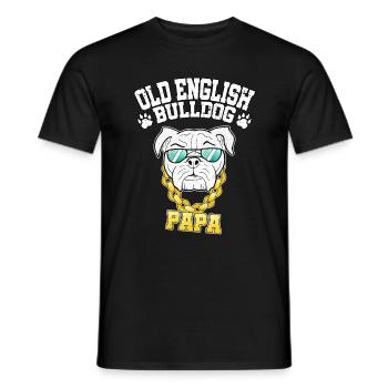 Old English Bulldog Papa Herrchen Bulldogge Cool - Männer T-Shirt - Schwarz - Vorne - AI Model Male 178 light (178cm)