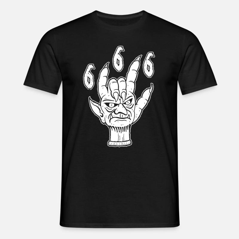 Devil Demon 666 Evil Hand signalerar tatueringar - T-shirt herr - svart