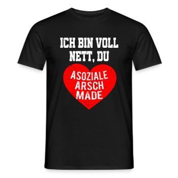 Voll Nett Asoziale Arschmade Lustige Sprüche - Männer T-Shirt - Schwarz - Vorne - AI Model Male 178 light (178cm)