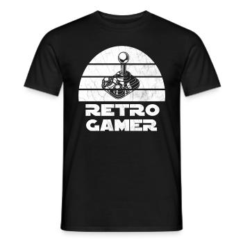 Retro Gamer Design with Joystick - Men's T-Shirt - black - Front - AI Model Male 178 light (178cm)