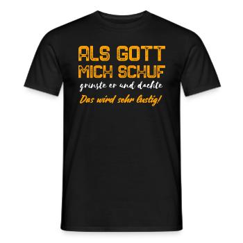 Als Gott mich Schuf grinste er es wird lustig - Männer T-Shirt - Schwarz - Vorne - AI Model Male 178 light (178cm)